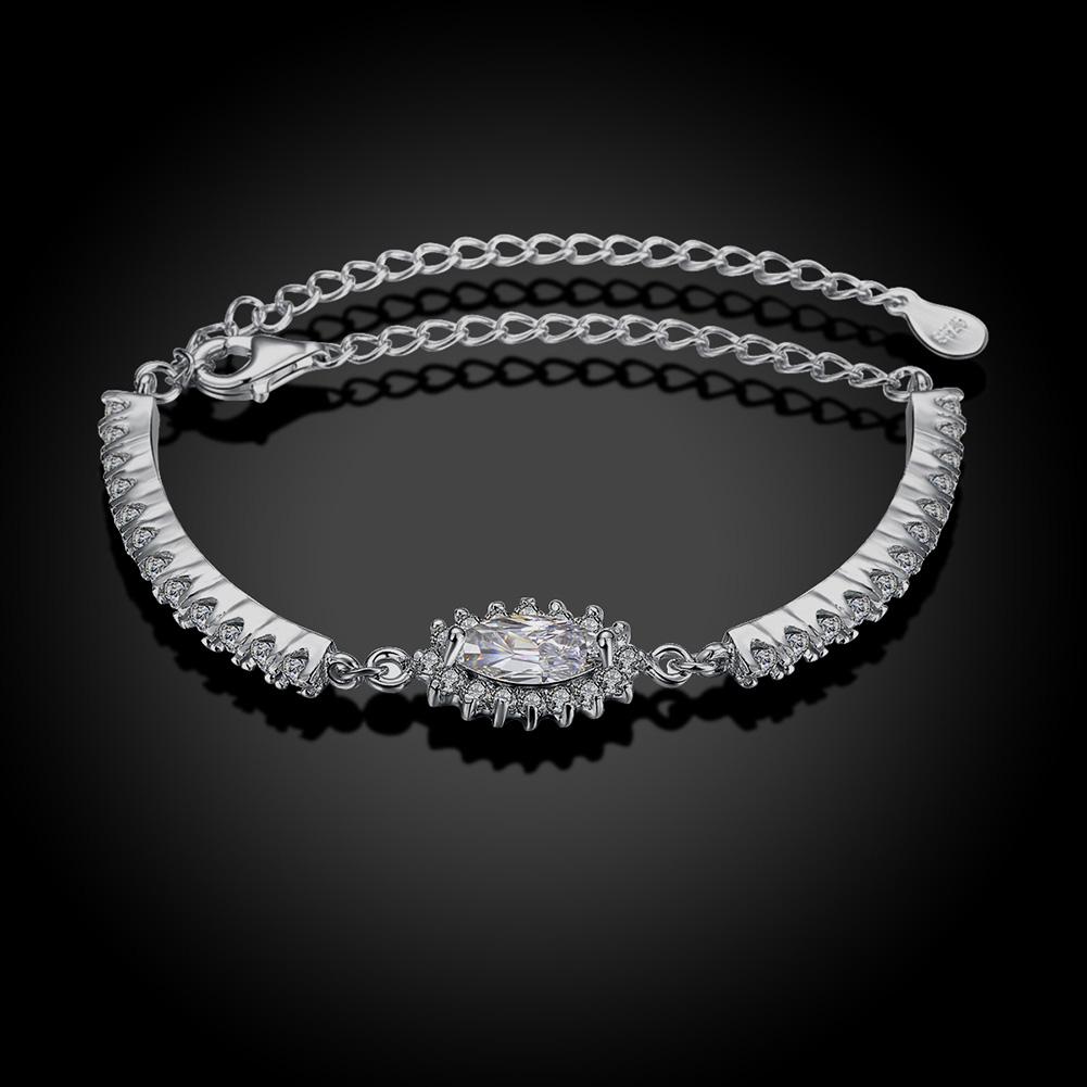 Flower Halo Pave Sterling Silver Bracelet