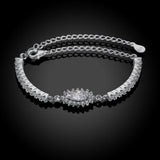 Flower Halo Pave Sterling Silver Bracelet