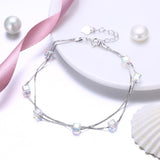 Aurora Borealis Orchid Sterling Silver Charm Bracelet