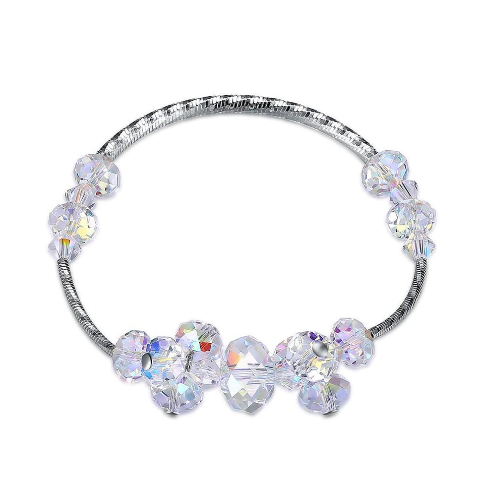 Aurora Borealis Stones Sterling Silver Bubble Bracelet