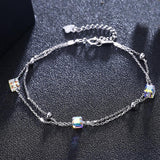 Aurora Borealis Stones Sterling Silver Charm Bracelet