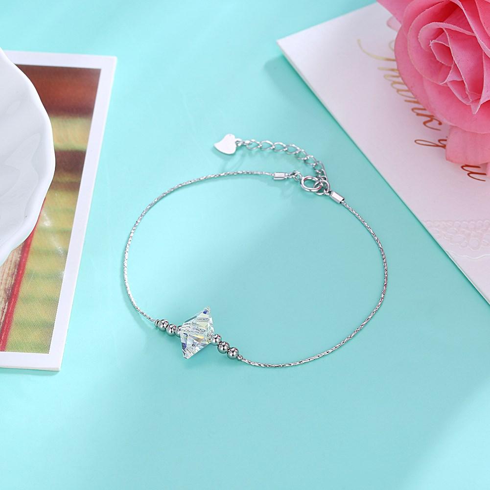 Diamond Cut Aurora Borealis Stones Sterling Silver Charm Bracelet
