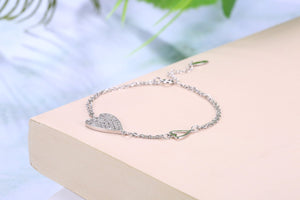 Pave Heart with Swarovski Crystals Sterling Silver Bracelet