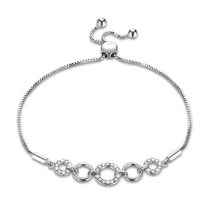 4 Circle Pave Sterling Silver Bracelet
