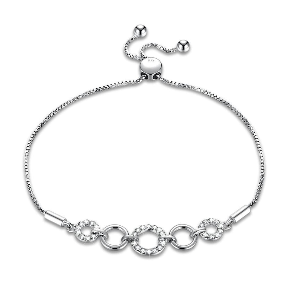 4 Circle Pave Sterling Silver Bracelet