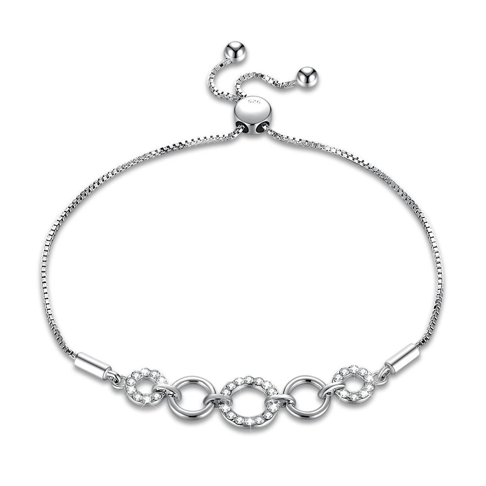 4 Circle Pave Sterling Silver Bracelet