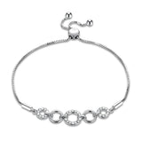 4 Circle Pave Sterling Silver Bracelet