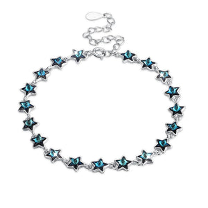 CT Bermuda Blue Swarovski Crystals Sterling Silver Bracelet