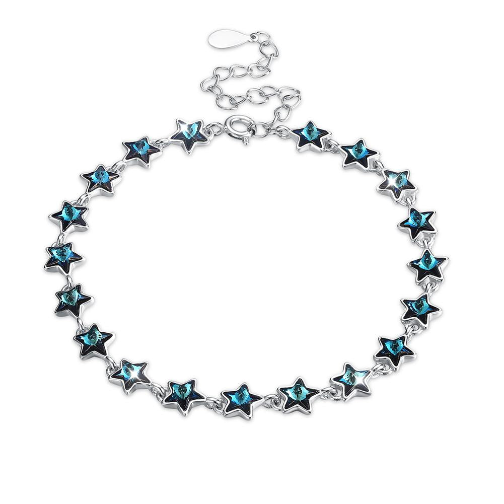 CT Bermuda Blue Swarovski Crystals Sterling Silver Bracelet
