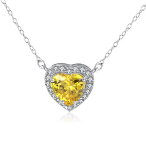 Yellow DiamondSterling Silver Heart Necklace