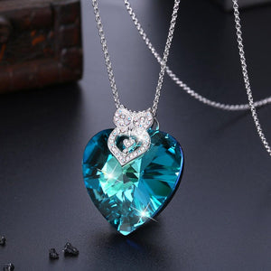 Heart Diamond Cut Galore Sterling Silver Swarovski Crystal Necklace