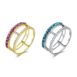Sterling Silver Cage Ring Made with Swarovski Crystals